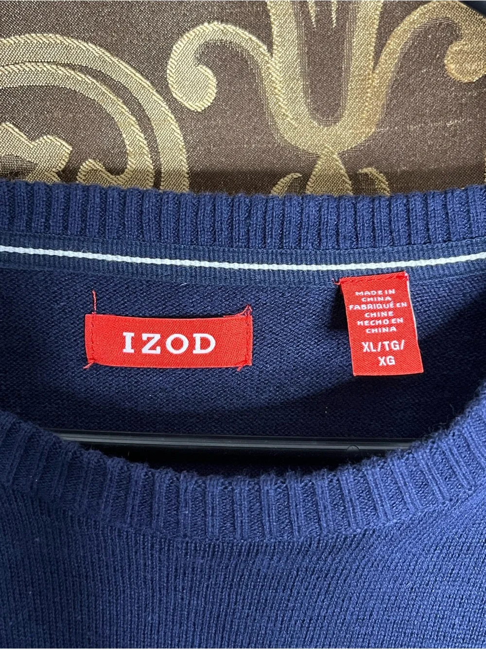 Men's IZOD Navy and Purple Striped Sweater Size XL
